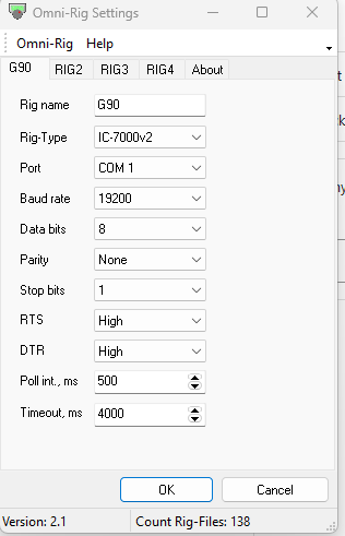 xiegu g90 omnirig settings